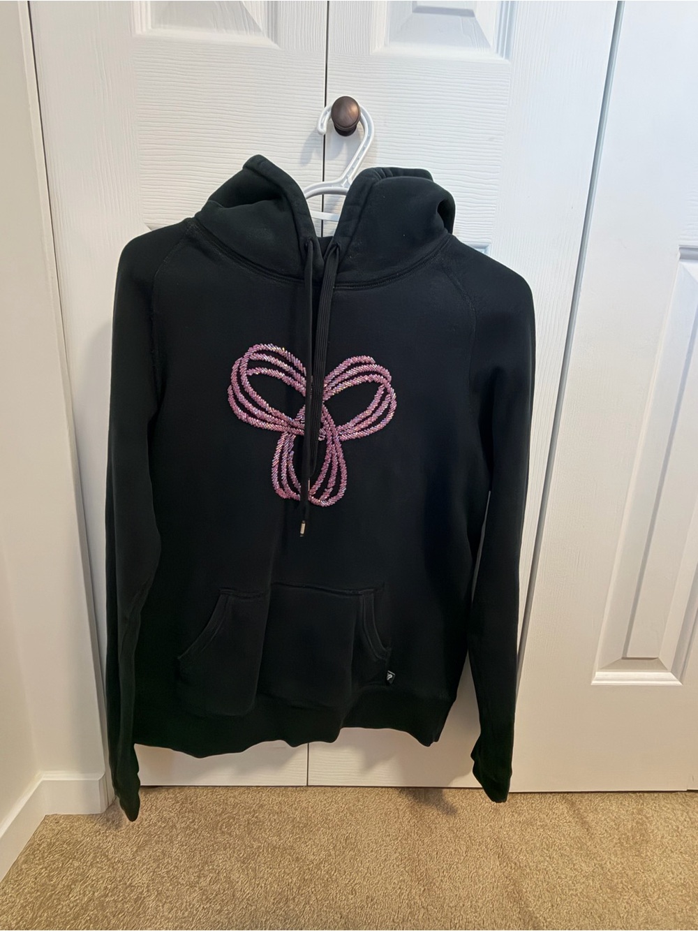 TNA Black Hoodie with Pink Beeded Logo